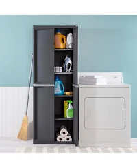 Sterilite Adjustable 4-Shelf Gray Garage Storage Cabinet With Doors, 2 Pack
