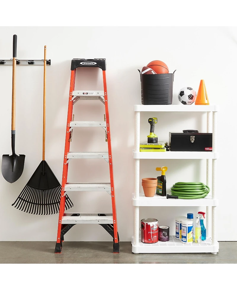 Gracious Living 4 Shelf Adjustable Height Ventilated Medium Duty Storage, White