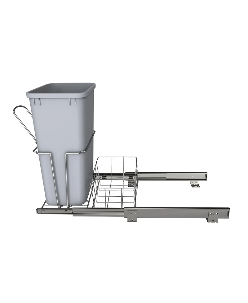 Rev-a-Shelf 32 qt. Universal Waste Container with Rear Basket, Rukd-1432RB-1