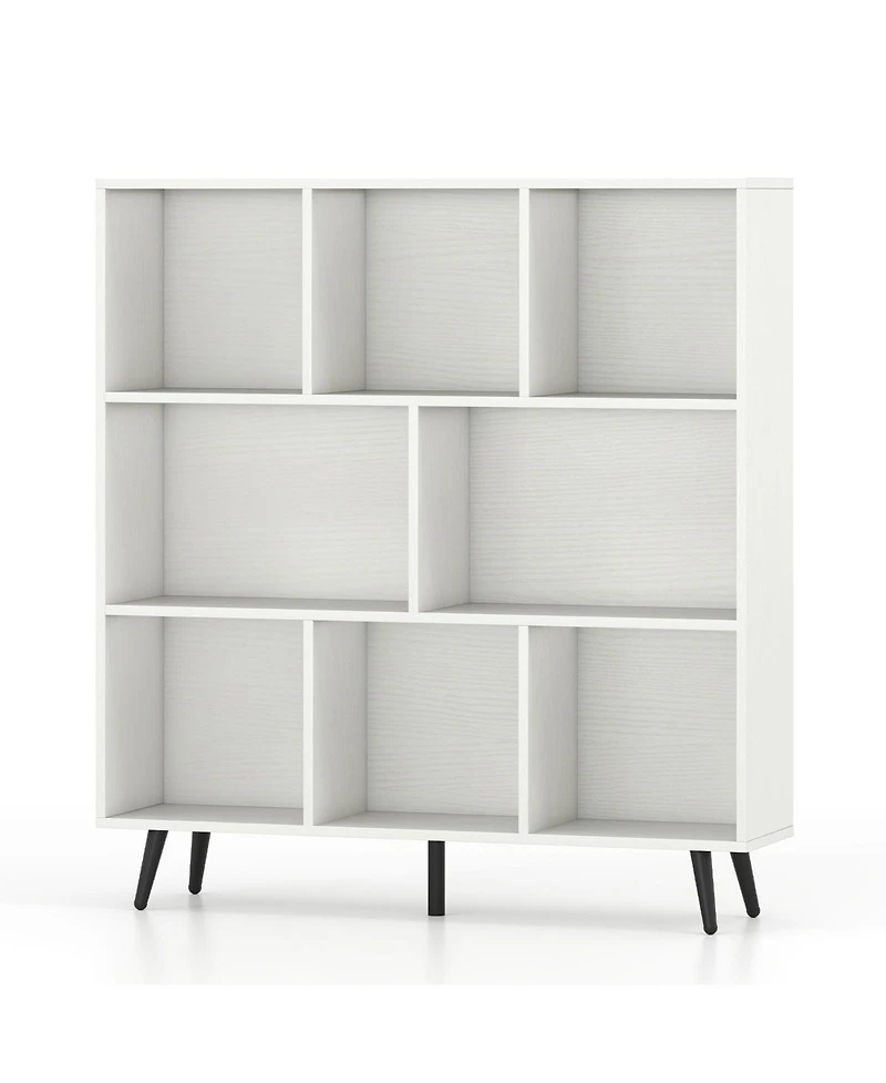 Gouun 8-Cube Bookcase with Tapered Metal Legs and Anti-Tipping Kits