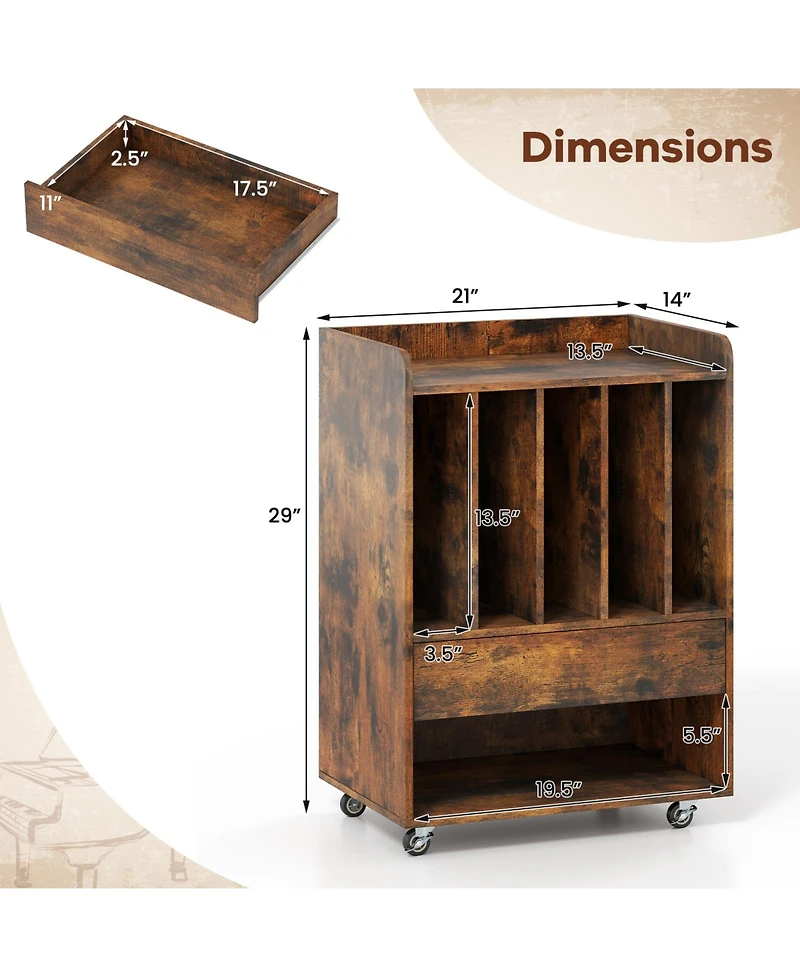 Gouun Record Player Stand with Drawer and Vinyl Record Holder, 20.5 x 14 x 29