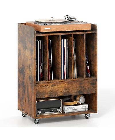Gouun Record Player Stand with Drawer and Vinyl Record Holder, 20.5 x 14 x 29