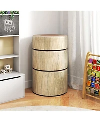 Gouun 3-Piece Tree Stump Stool Set with Wood Printing
