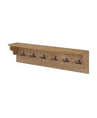 Gouun Wall-Mounted Wooden Coat Rack with Shelf and 6 Hooks, 31.5 in