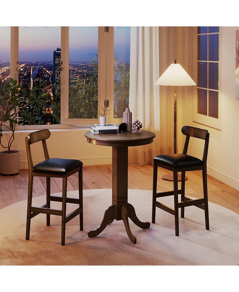 Gouun Pub Height 30 in Round Dining Table with Pedestal Base