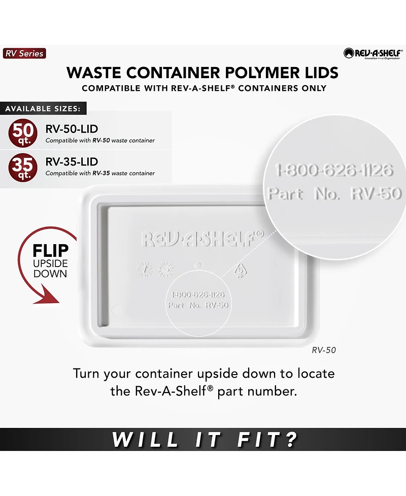 Rev-a-Shelf 50 qt. Trash Can Replacement Lid, Silver (Lid Only), Rv-50-lid-17-1-40