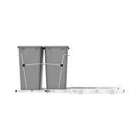 Rev-a-Shelf Double Pullout Trash Can 35 qt. for Kitchen, Silver, Rv-18KD-17C S