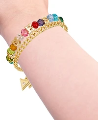 Guess 2-Pc. Gold-Tone Rainbow Beaded Bracelet Set