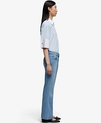7 For All Mankind Women's Cropped Boot-Leg Cotton Flare Jeans
