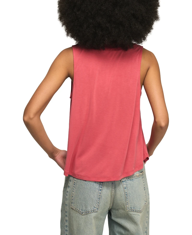 Lucky Brand Women's Sandwash Smocked Trim V-Neck Tank Top