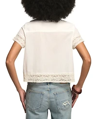 Lucky Brand Women's Cutwork Collared Camp Shirt