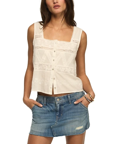 Lucky Brand Women's Square Neck Novelty Mix Tank Top