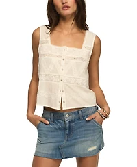 Lucky Brand Women's Square Neck Novelty Mix Tank Top