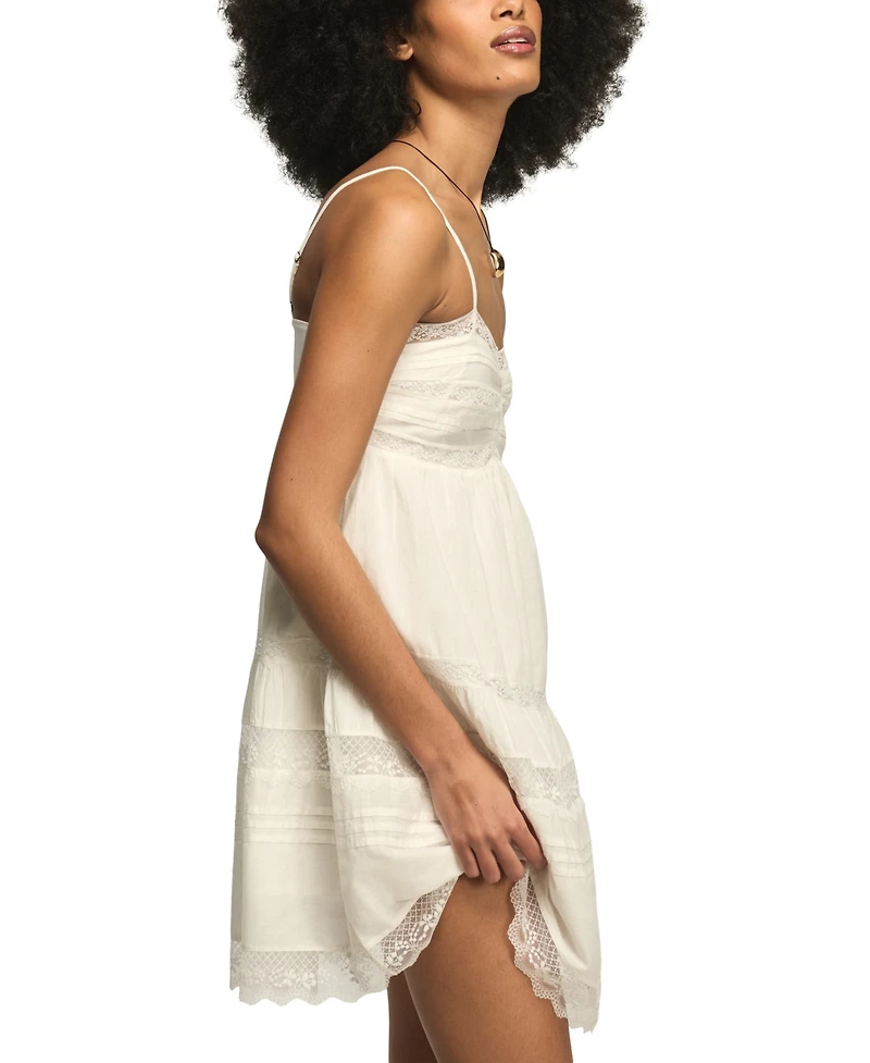 Lucky Brand Women's Sleeveless Trim Mix Mini Dress