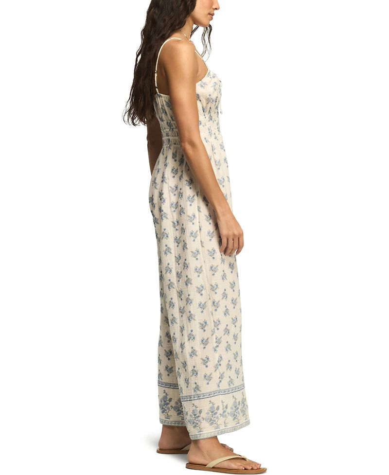 Lucky Brand Women's Sleeveless Gauze Smocked Waist Jumpsuit