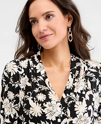 Jm Collection Women's Printed 3/4 Sleeve V-Neck Knit Top, Macy's Exclusive
