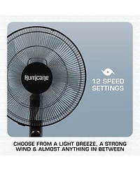 Hurricane 16 Inch Energy Efficient Adjustable Standing Fan w/12 Speed Settings
