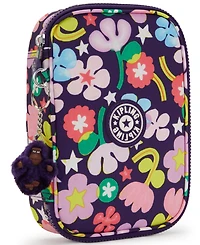 Kipling 100 Pens Aqua Flowers Zippered Pen Case