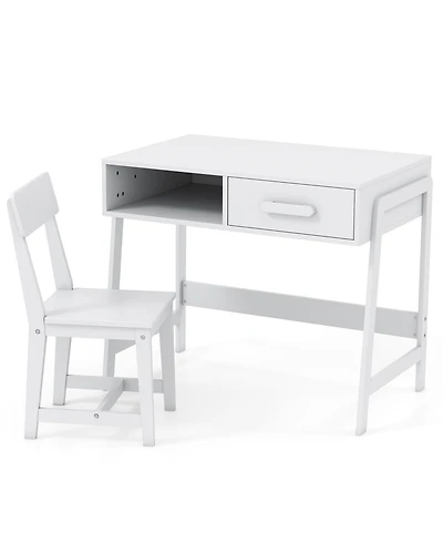 Gouun Kids Desk and Chair Set with Storage Drawer and Hutch