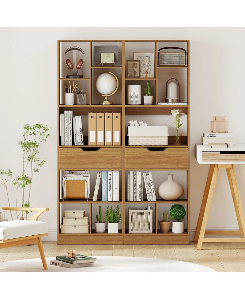 Gouun 8-Cube Freestanding Bookcase with Drawer