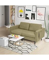 Gouun Faux Leather Loveseat Sofa with Side Storage Pocket and Padded Cushions
