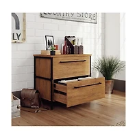 Sauder Iron City File Cabinet, Checked Oak finish