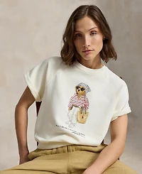 Polo Ralph Lauren Women's Island Fleece Bear Short-Sleeve Crewneck Sweatshirt