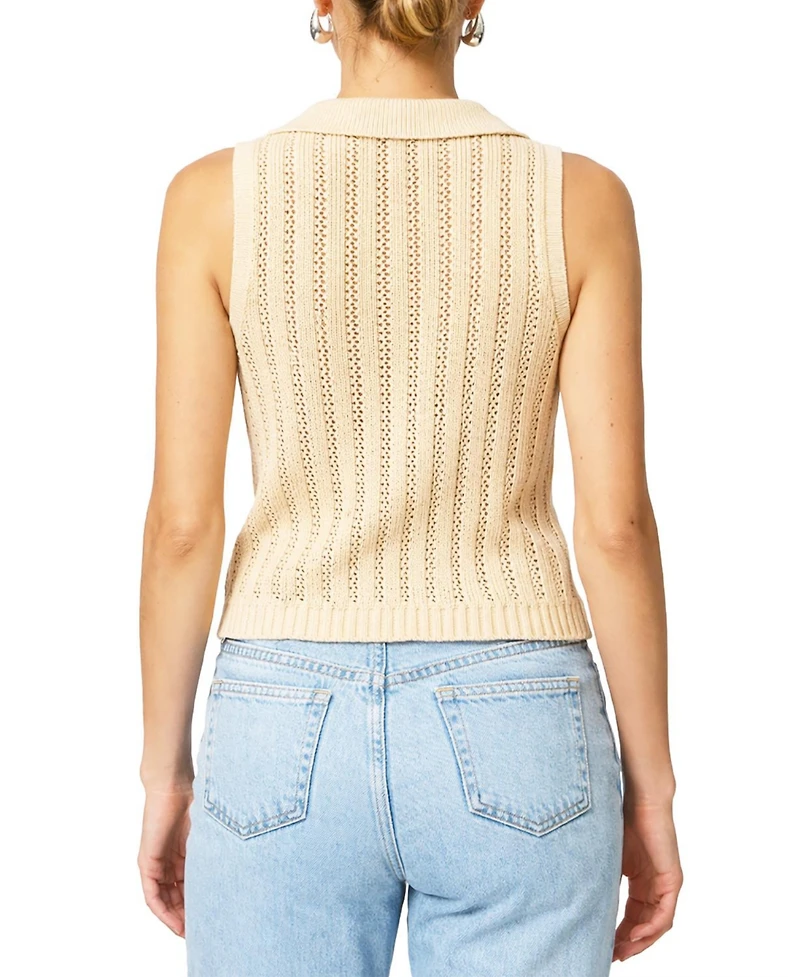 Central Park West Women's Francie Mesh Stitch Sleeveless Vest