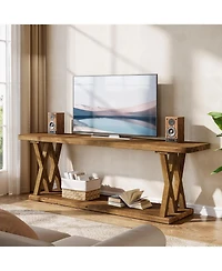 Tribesigns 63-Inch Solid Wood Tv Stand TVs, Farmhouse Entertainment Center with Storage Shelf