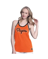 G-iii 4Her by Carl Banks Women's Orange Philadelphia Flyers Curveball Racerback Scoop Neck Slub Tank Top