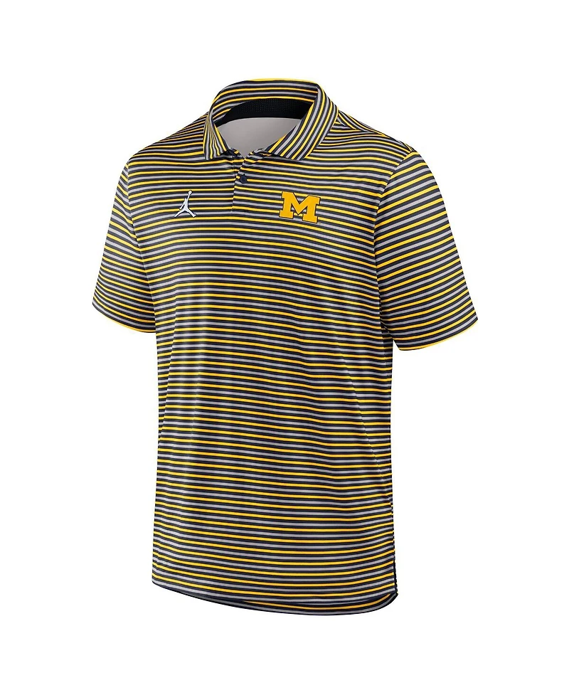 Jordan Men's Maize Michigan Wolverines 2025 Coaches Premium Tour Stripe Dri-fit Polo Shirt