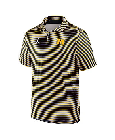 Jordan Men's Maize Michigan Wolverines 2025 Coaches Premium Tour Stripe Dri-fit Polo Shirt