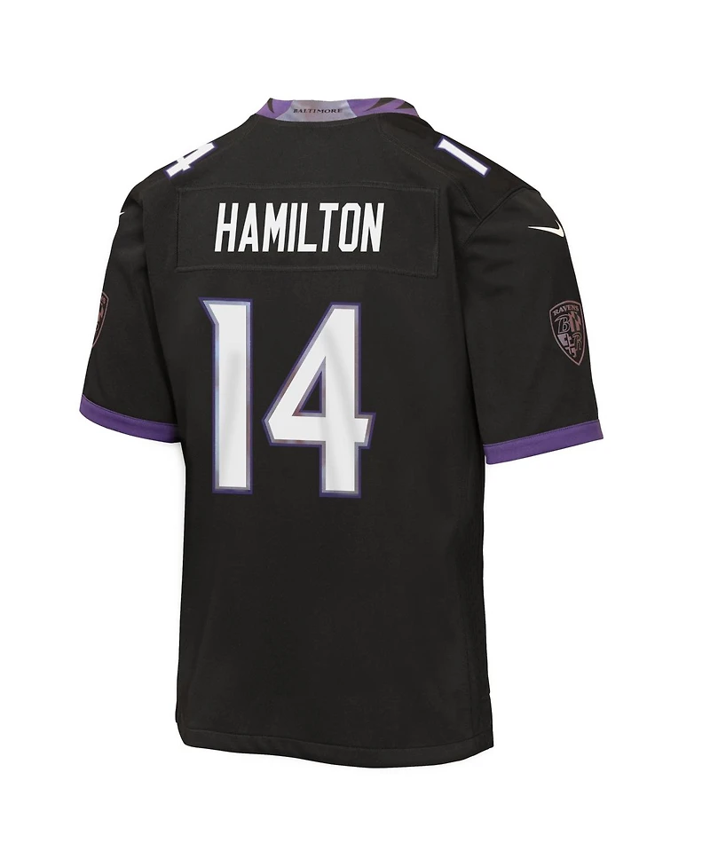Nike Big Boys and Girls Kyle Hamilton Black Baltimore Ravens Alternate Game Jersey