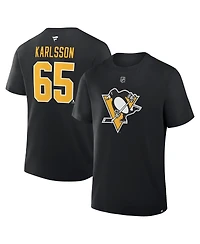 Fanatics Men's Erik Karlsson Black Pittsburgh Penguins Authentic Stack Name Number T-Shirt