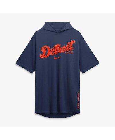 Nike Men's Navy Detroit Tigers Arched Wordmark Tri-Blend Hooded T-Shirt