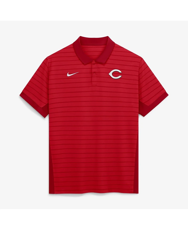 Nike Men's Red Cincinnati Reds Authentic Collection Striped Victory Dri-fit Polo Shirt