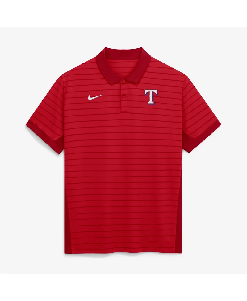 Nike Men's Red Texas Rangers Authentic Collection Striped Victory Dri-fit Polo Shirt