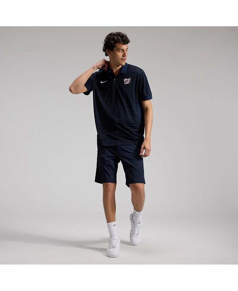 Nike Men's Navy Washington Nationals Authentic Collection Striped Victory Dri-fit Polo Shirt