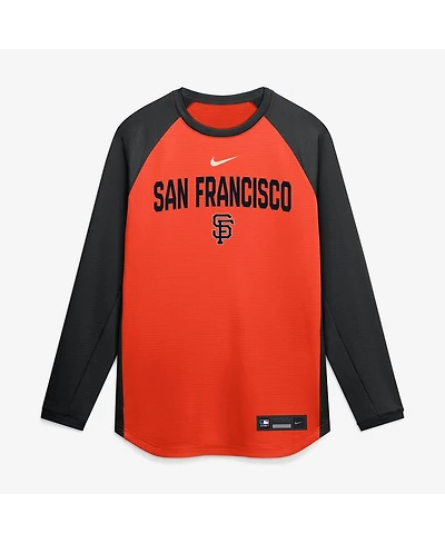 Nike Men's Orange San Francisco Giants Authentic Collection Raglan Dri-fit Sweatshirt