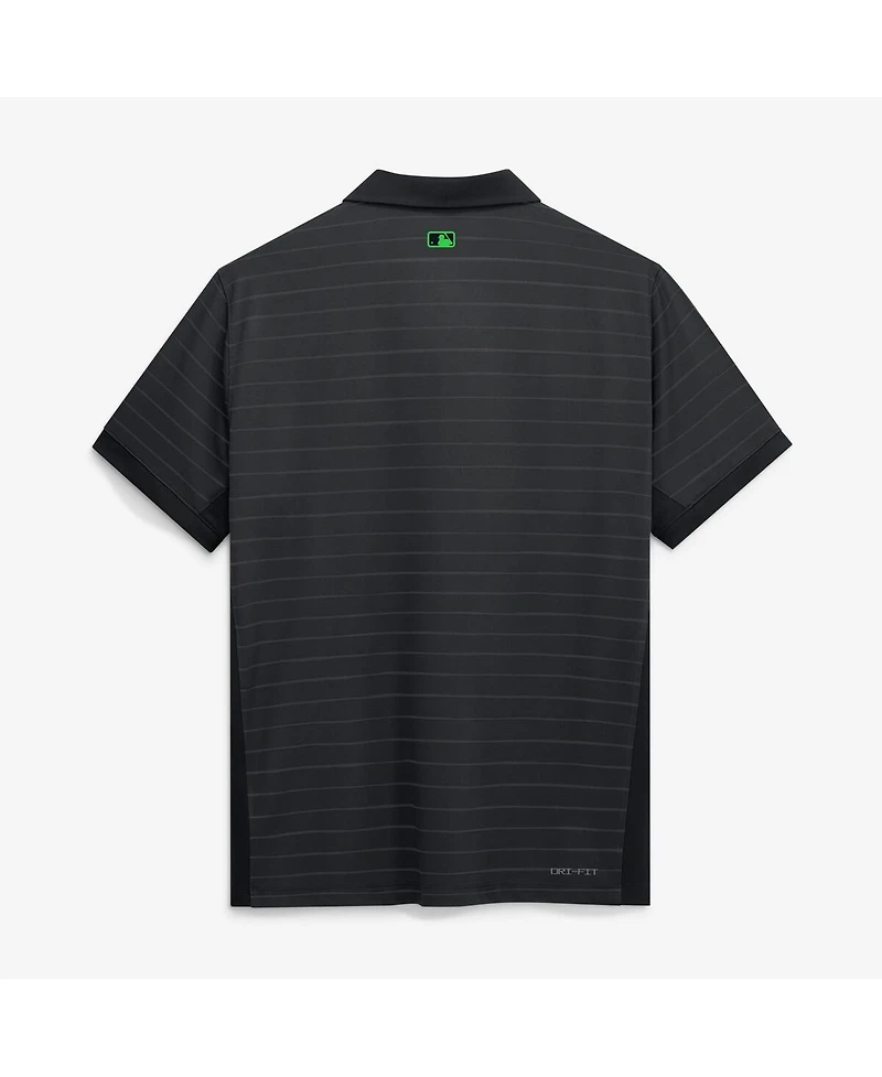 Nike Men's Black/Anthracite Tampa Bay Rays Authentic Collection City Connect Striped Victory Dri-fit Polo Shirt