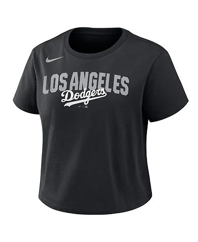 Nike Women's Black Los Angeles Dodgers Mod Cropped T-Shirt
