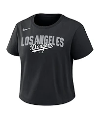 Nike Women's Black Los Angeles Dodgers Mod Cropped T-Shirt