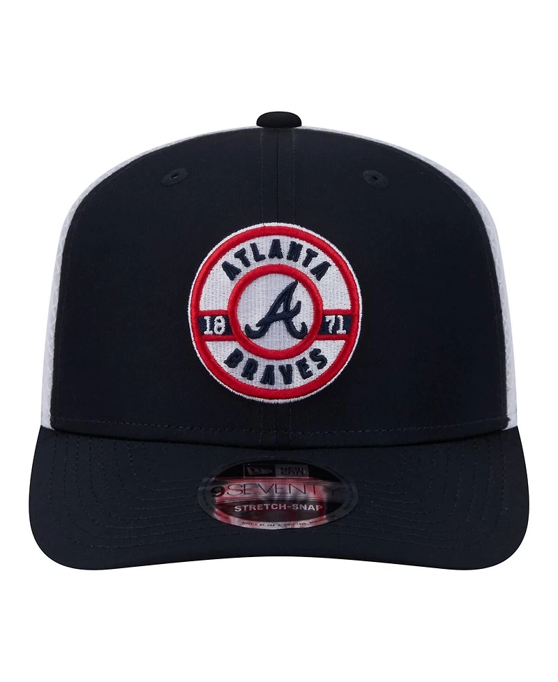 New Era Men's Navy Atlanta Braves Active 9SEVENTY Adjustable Trucker Hat