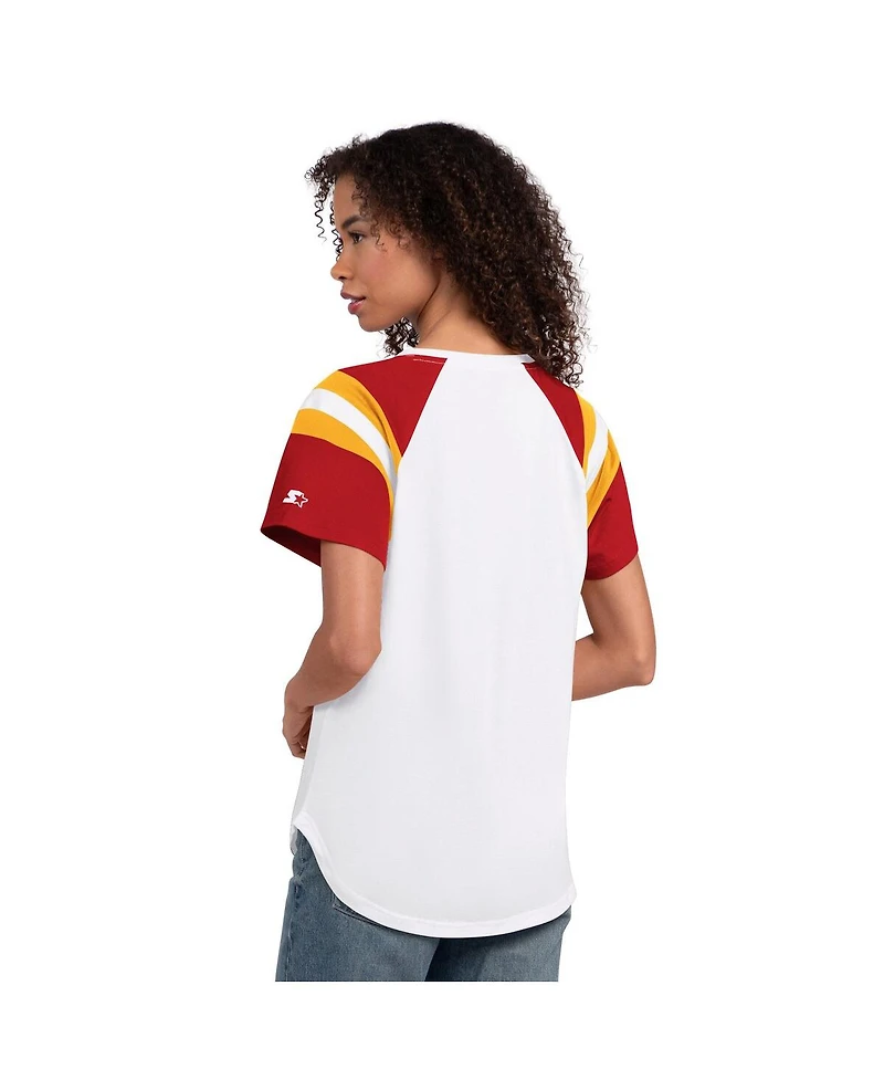 Starter Women's White Kansas City Chiefs Game On Notch Neck T-Shirt