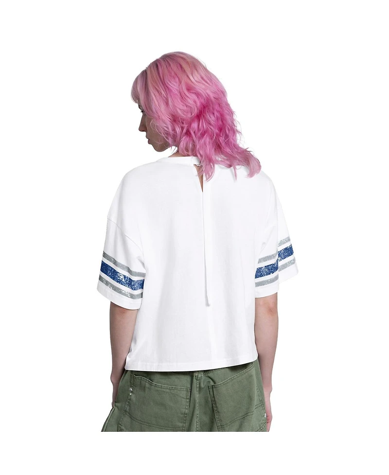 Starter Women's White Los Angeles Dodgers Cropped Hurry Up Offense T-Shirt