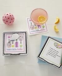 Mariposa Aluminum Pickleball Drinks 5.75" Beaded Napkin Box Set