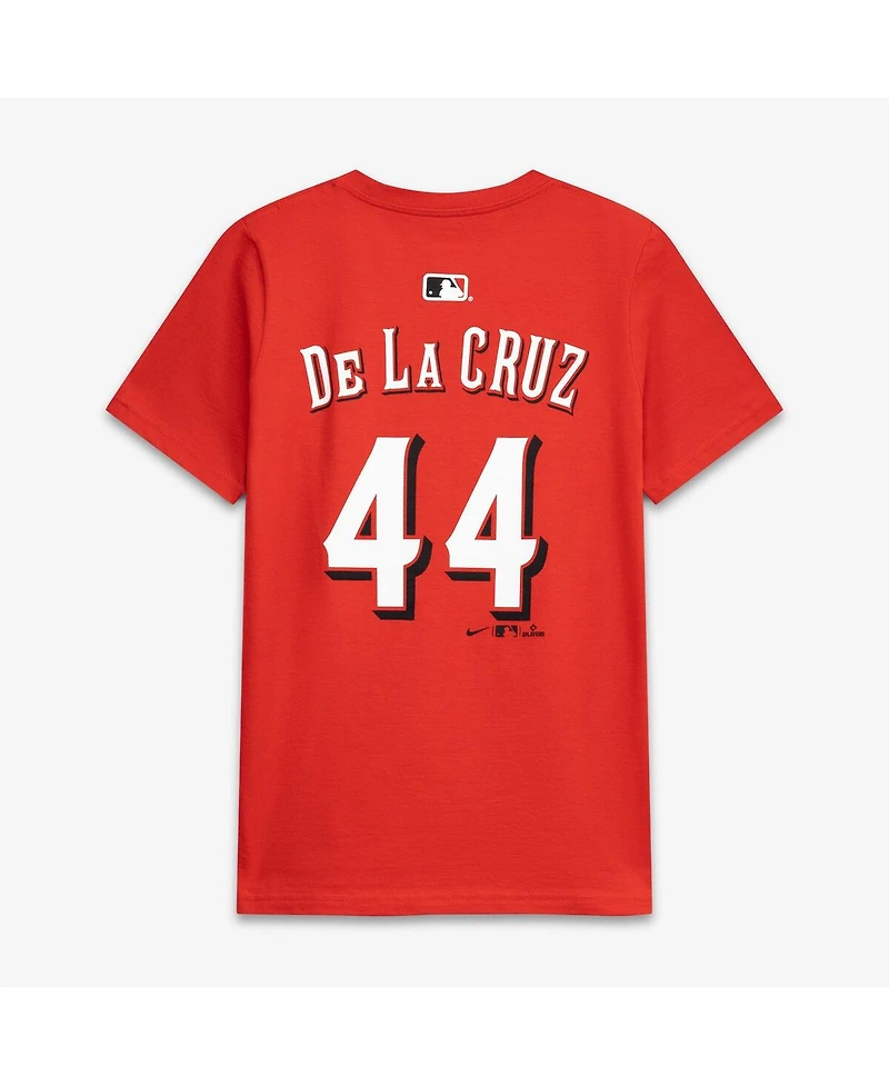 Nike Big Boys and Girls Elly De La Cruz Red Cincinnati Reds Name Number T-Shirt