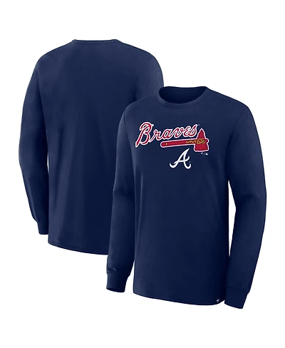 Fanatics Men's Navy Atlanta Braves Lock-Up Legacy Long Sleeve T-Shirt