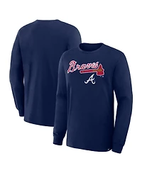 Fanatics Men's Navy Atlanta Braves Lock-Up Legacy Long Sleeve T-Shirt