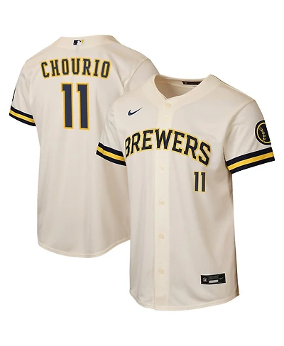 Nike Big Boys and Girls Jackson Chourio Cream Milwaukee Brewers Home Stadium Jersey